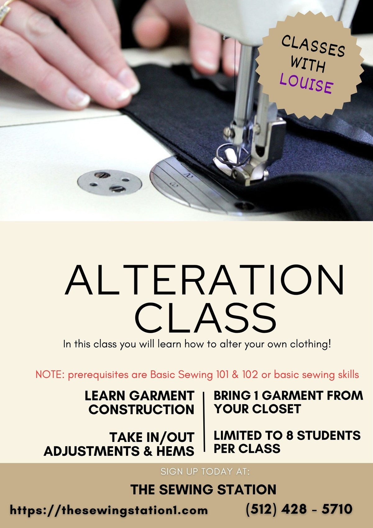 Alterations Class - Garment Construction & Upscaling