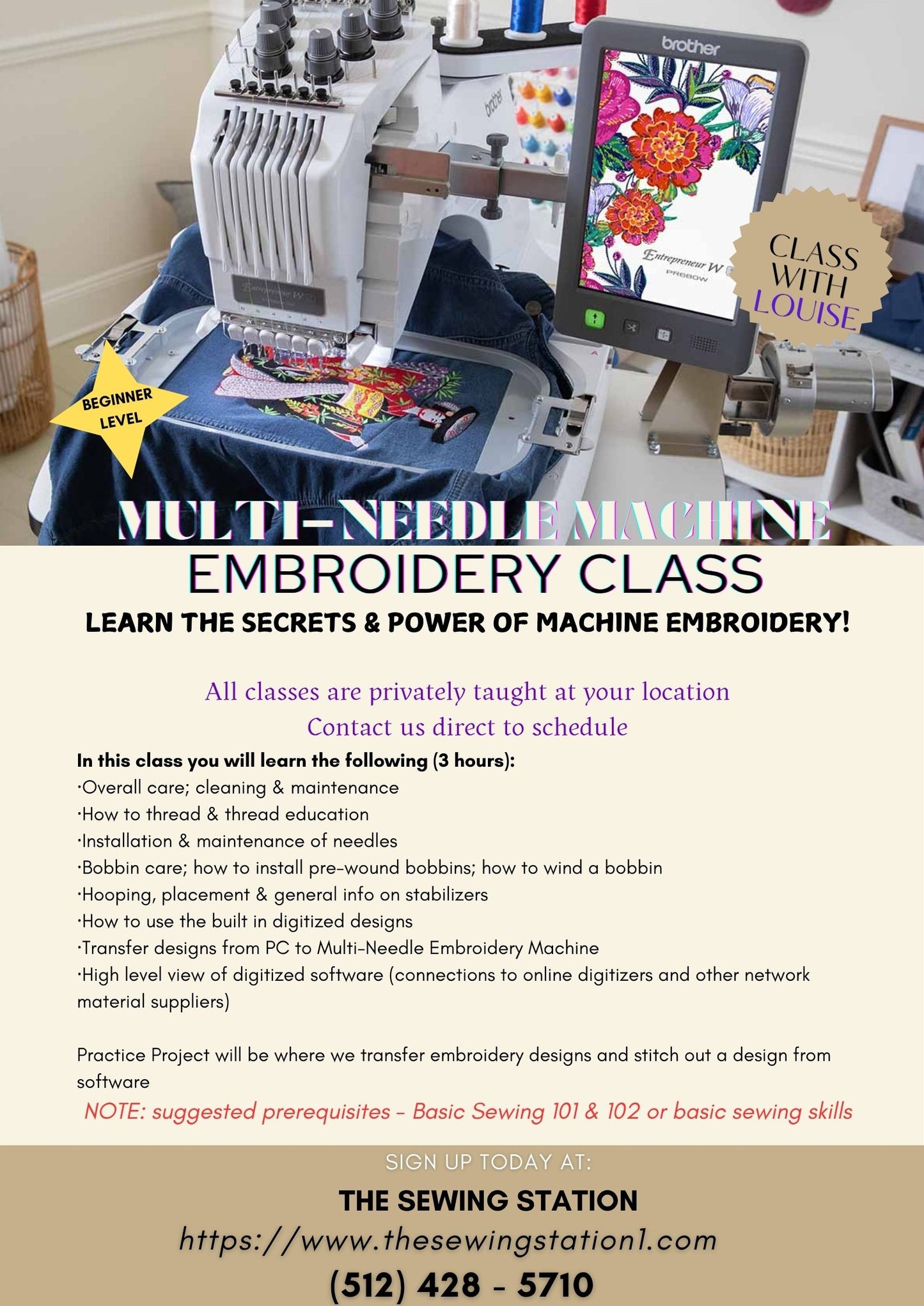 Multi-Needle Machine Embroidery Class