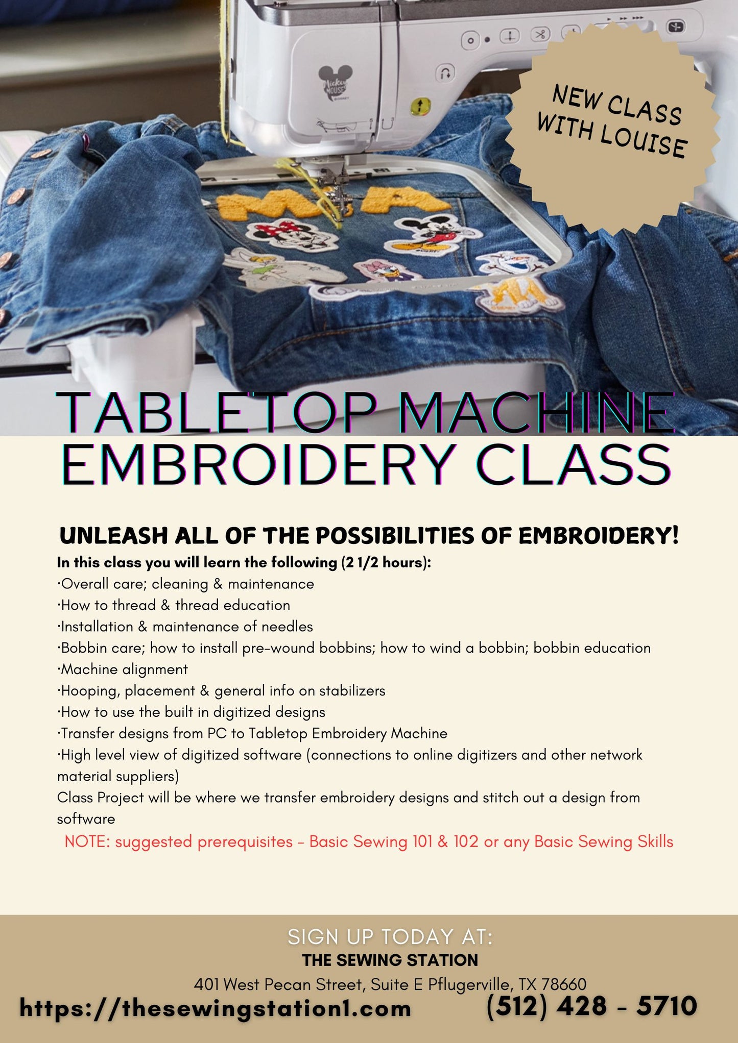 Tabletop Machine Embroidery Workshop Class – The Sewing Station